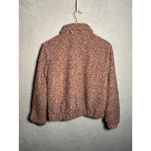 Falls Creeks Brown Faux Fur Sherpa Button Up Sweatshirt Jacket Womens Size Small - Picture 2 of 5
